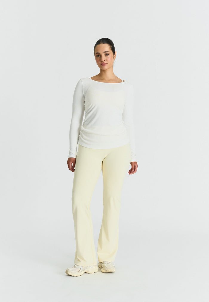 Ribbed Long Sleeve Top Off White