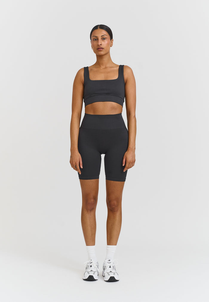 Ribbed Seamless Shorts - Dusty Black
