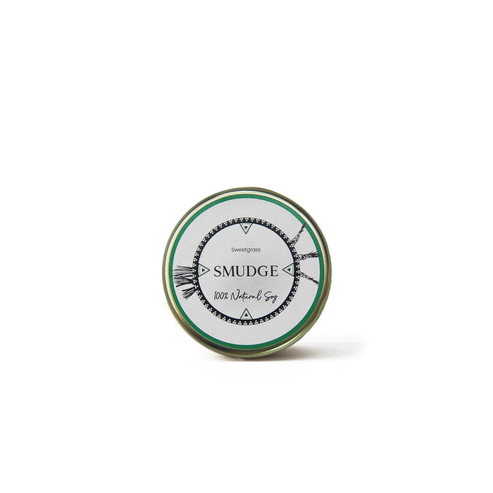 LODGE's 4oz travel tin candle in the scent Smudge.