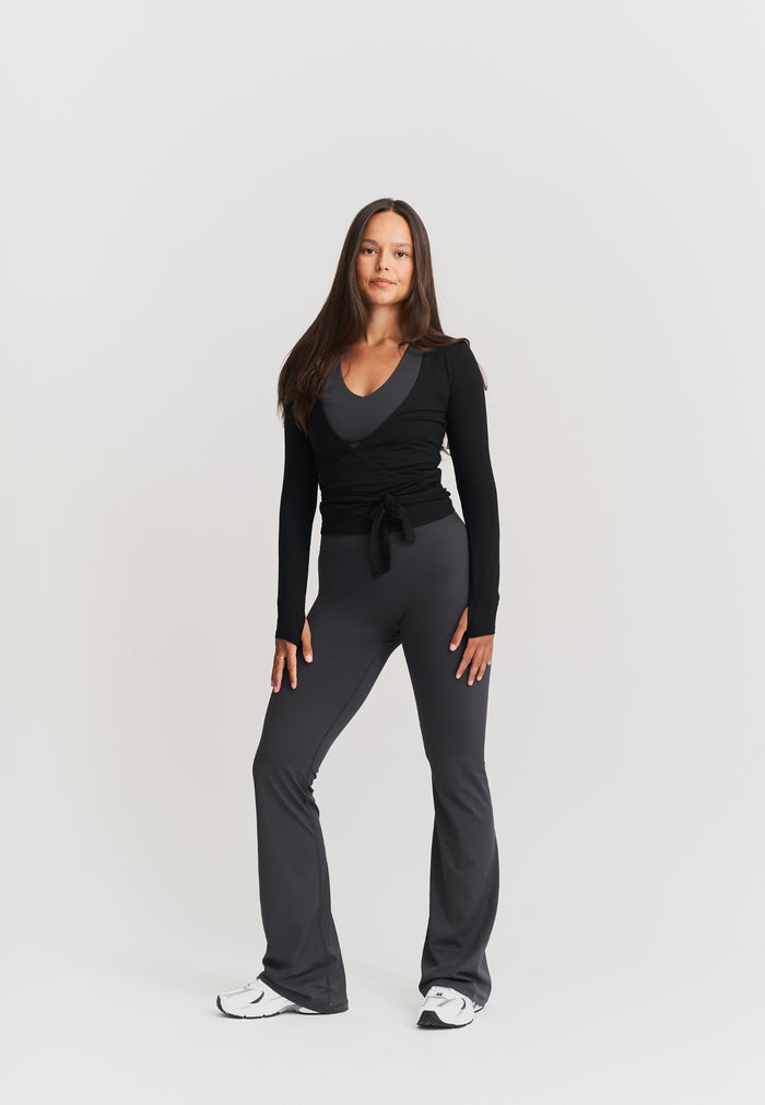 Soft Ballet Wrap Top Black