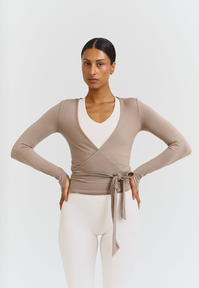 Soft Ballet Wrap Top Clay