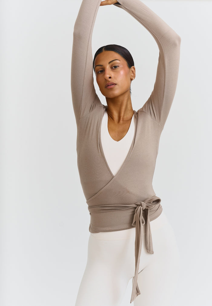 Soft Ballet Wrap Top Clay
