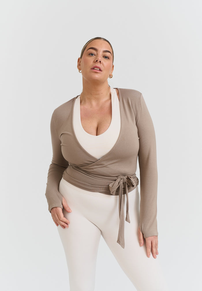 Soft Ballet Wrap Top Clay