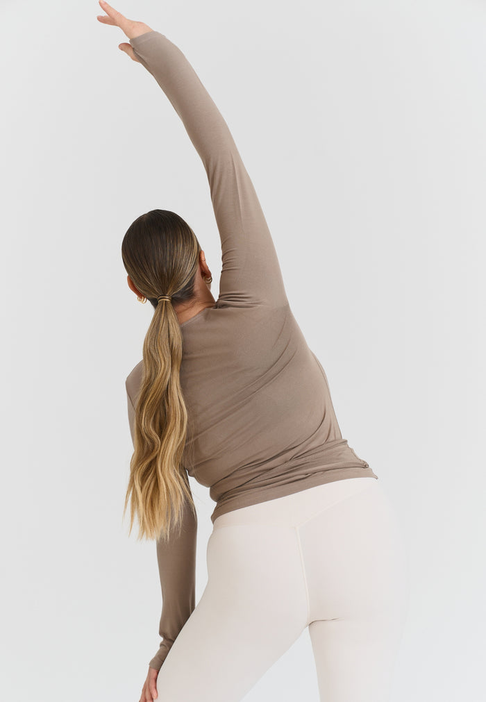 Soft Ballet Wrap Top Clay