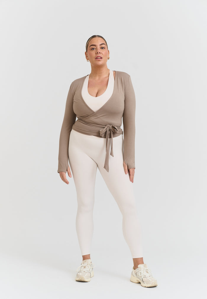 Soft Ballet Wrap Top Clay