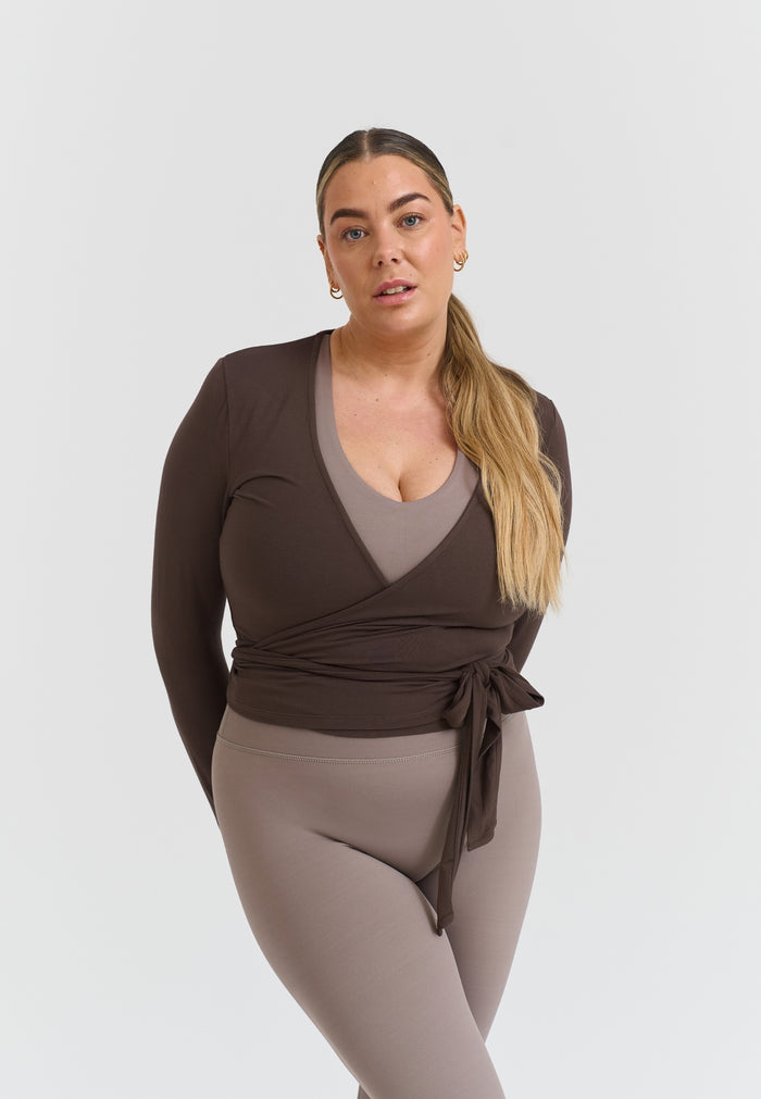 Soft Ballet Wrap Top Espresso
