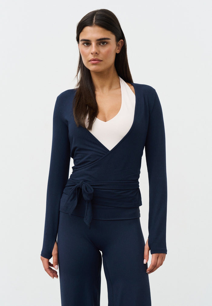 Soft Ballet Wrap Top - Navy