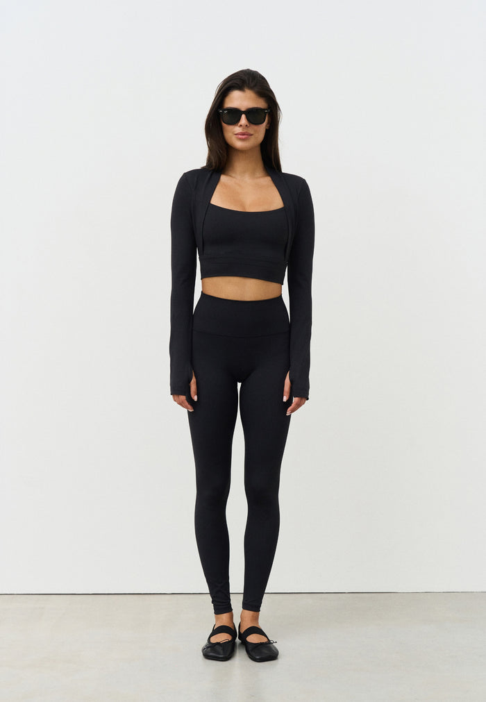 Softsculpt Bolero Long Sleeve Top - Black