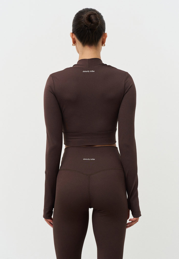 Softsculpt Bolero Long Sleeve Top - Espresso