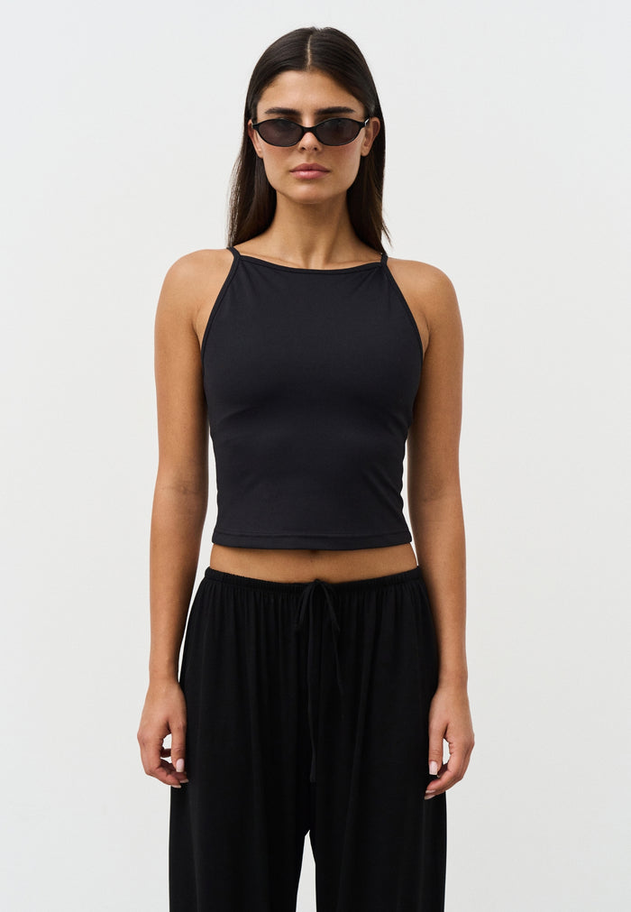 Softsculpt High Neck Top - Black