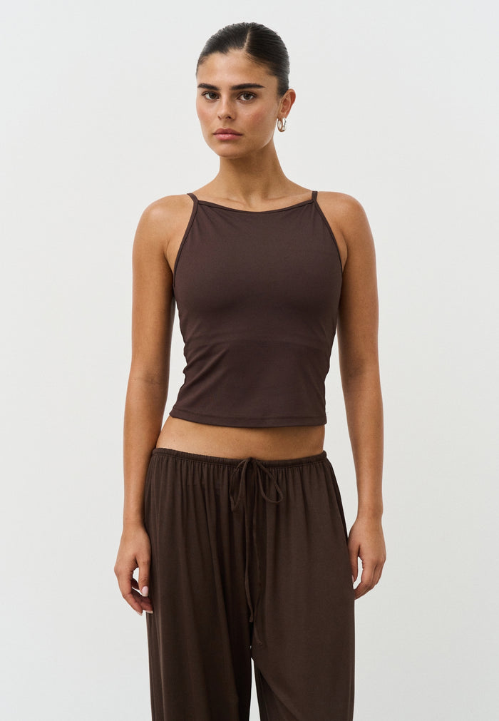 Softsculpt High Neck Top - Espresso