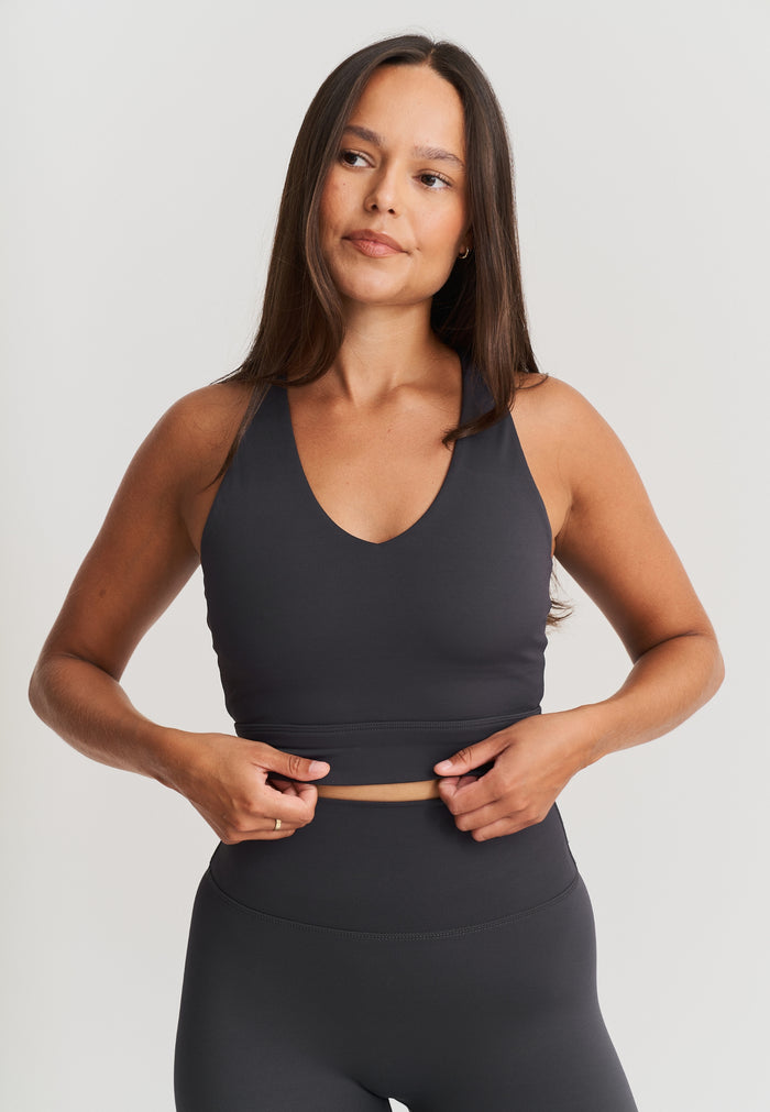 Softsculpt V-neck Cross Back Bra Asphalt Grey