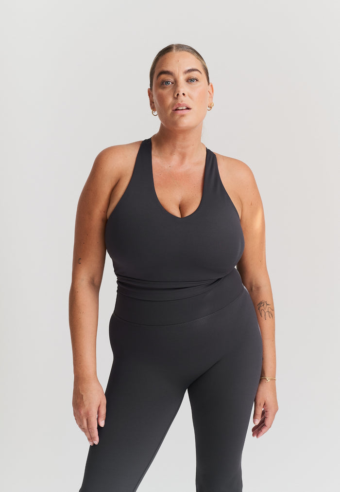 Softsculpt V-neck Cross Back Bra Asphalt Grey