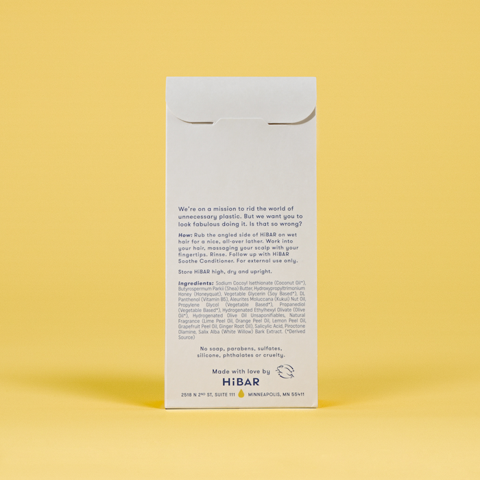 Photo of the back of the packaging of the conditioner bar.