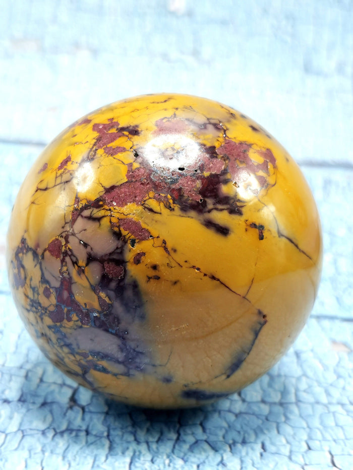 Spheres / Ball in Jasper Mookaite - Energy/Reiki/Crystal Healing - 3 inches diameter and 410 gms (0.90 lb) - ONE PIECE ONLY - Shwasam