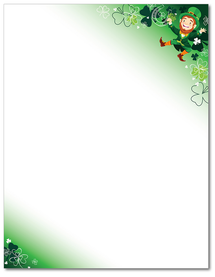 St. Patricks Day Letterhead - Happy Leprechaun - 60lb Text