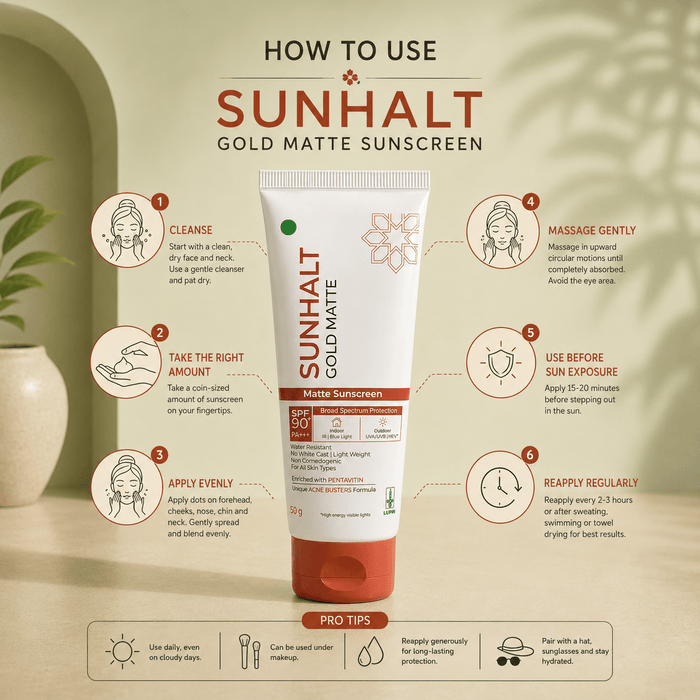 Sunhalt Gold Matte Sunscreen SPF 90 PA+++ - Cosmosentials