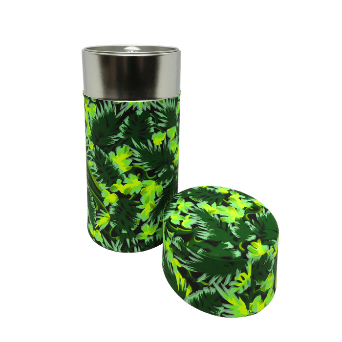 Tea canister - tropical GREEN front view | tea accessories New Zealand | t leaf T