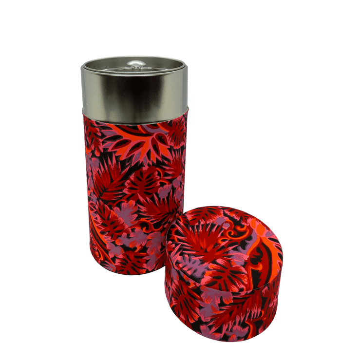 Tea canister - tropical RED front view | tea accessories New Zealand | t leaf T