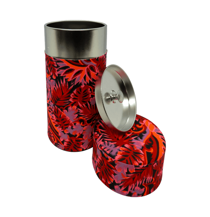 Tea canister - tropical RED side view | tea accessories New Zealand | t leaf T