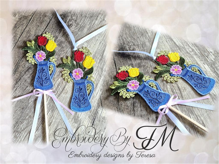 Teapot with flowers/two sizes/ two variations