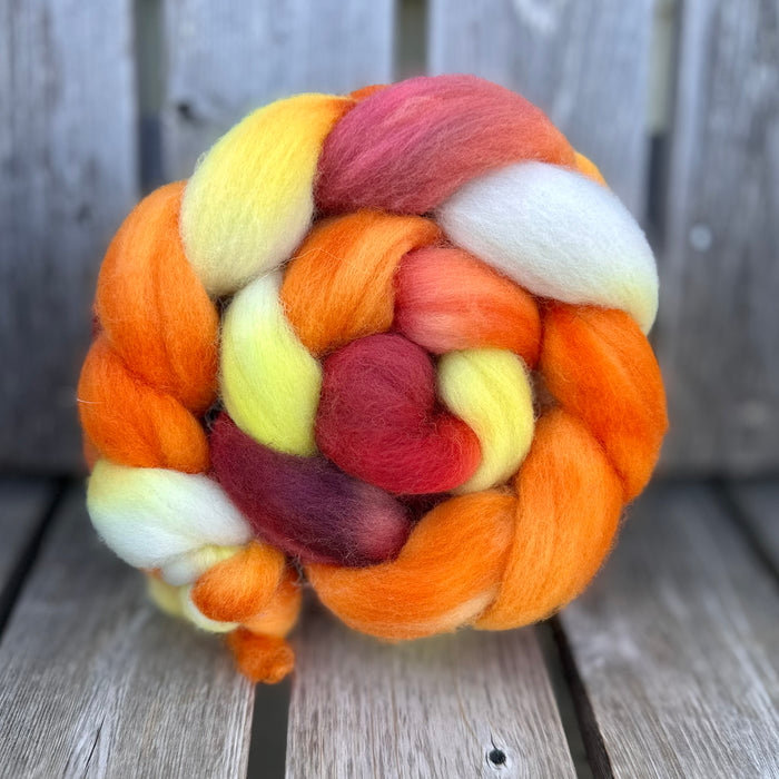 The Wheel and The Anvil - 4oz Merino Wool Braids Hand Dyed in Maine