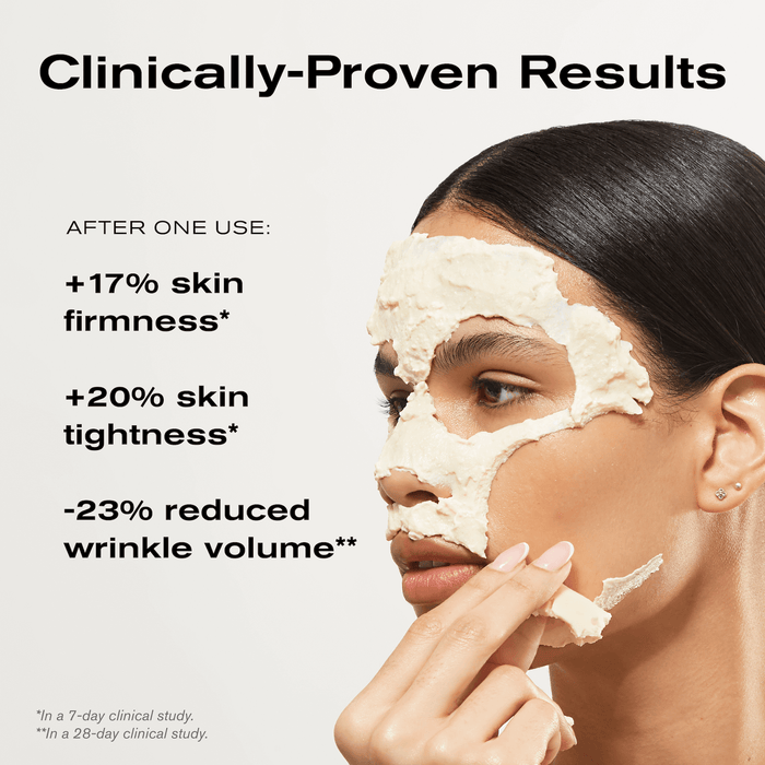 Clinically-Proven Results
After one use: 
+17% skin firmness*
+20% skin tightness*
-23% reduced wrinkle volume**

*in a 7-day clinical study
**In a 28-day clinical study