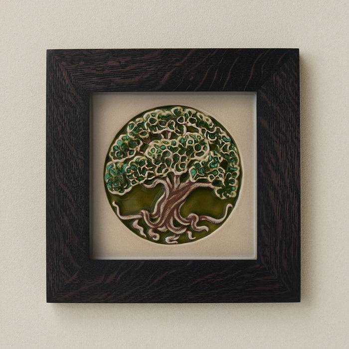 Rookwood 8x8 Tree of Life Grove summer art tile in a black ebony wood frame