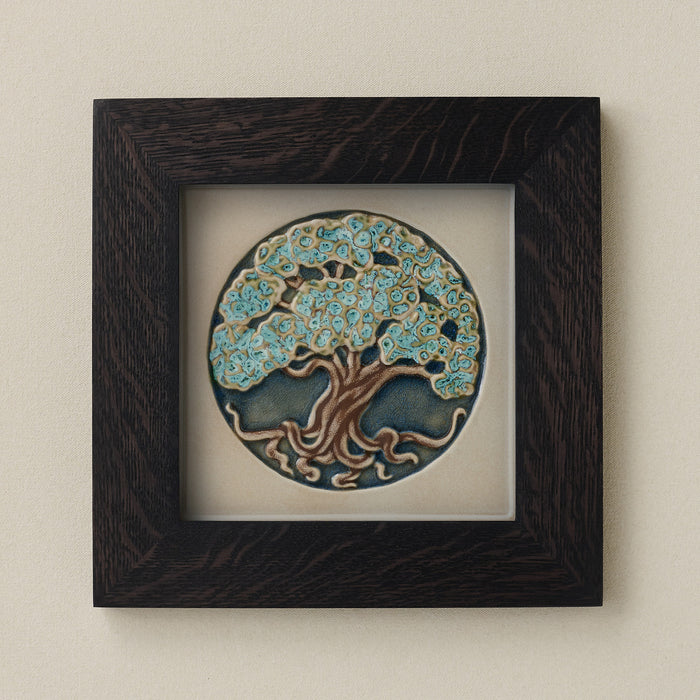 Rookwood 8x8 Silverwood winter art tile in a black ebony wood frame