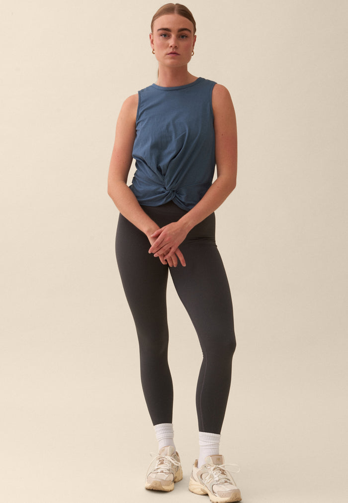 Twisted Front Knot Top - Midnight Blue