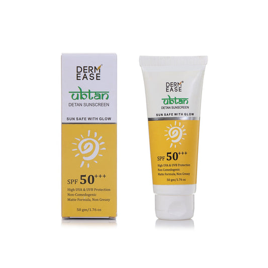 DermEase sunscreen tube and packaging on a white background