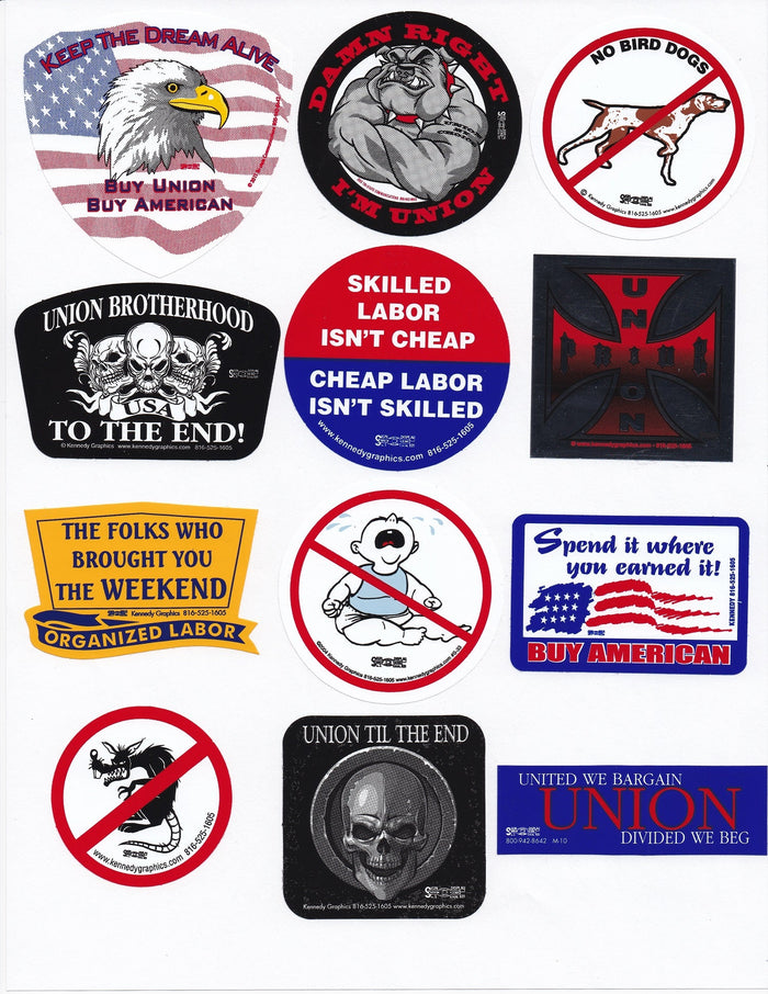Union Hard Hat Sticker Mix 6  - Best Sellers Pack - Ironworkergear