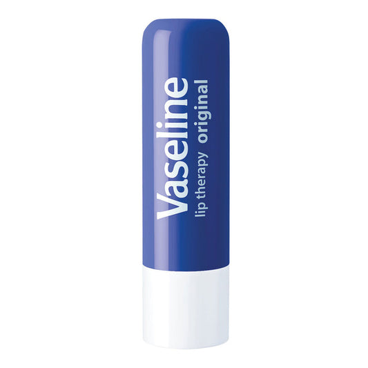 Vaseline Lip Therapy Original Stick with Petroleum Jelly Vitamin E locks in moisture