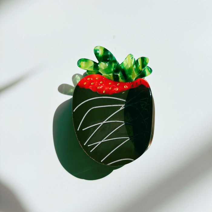Velvet Claws Chocolate Covered Strawberry Hair Clip | Claw Clip in Velvet Travel Bag