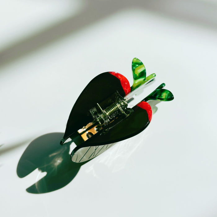 Velvet Claws Chocolate Covered Strawberry Hair Clip | Claw Clip in Velvet Travel Bag