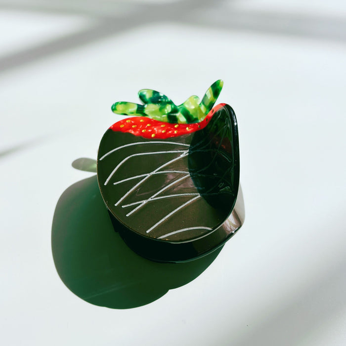 Velvet Claws Chocolate Covered Strawberry Hair Clip | Claw Clip in Velvet Travel Bag