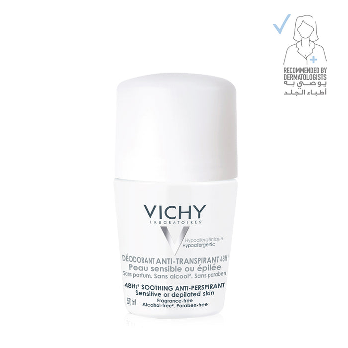 Vichy 48H Soothing Anti-Perspirant Roll-On for Sensitive Skin - 50ml, Anti-Perspirant