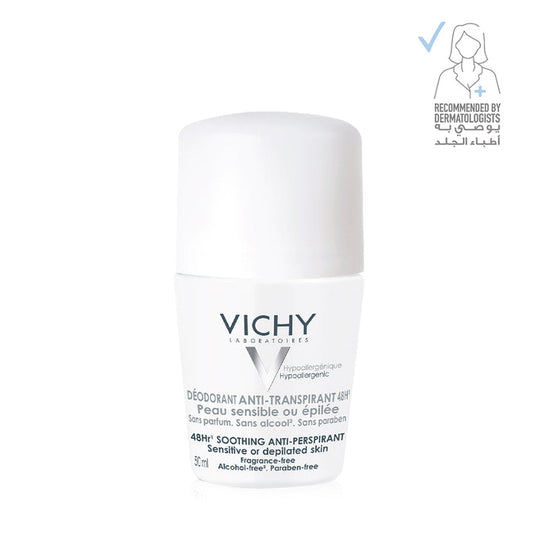Vichy 48H Soothing Anti-Perspirant Roll-On for Sensitive Skin - 50ml, Anti-Perspirant