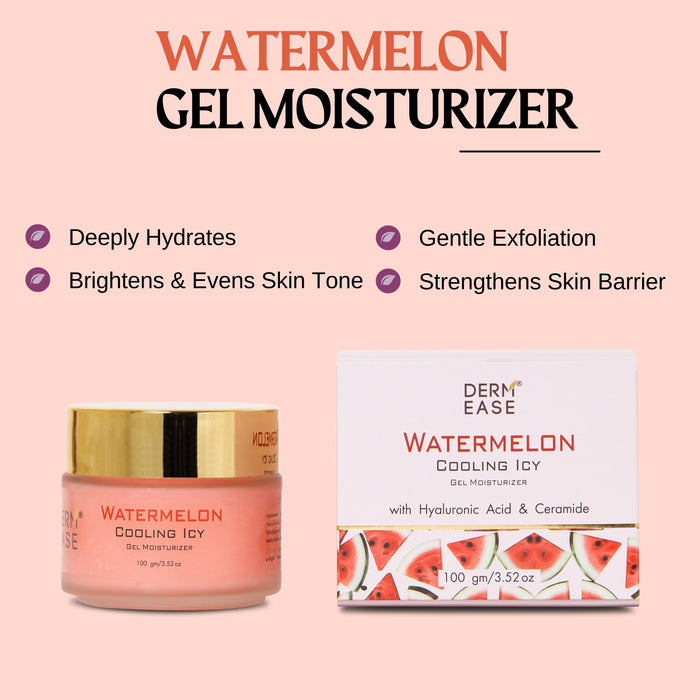Watermelon gel moisturizer with packaging on a pink background