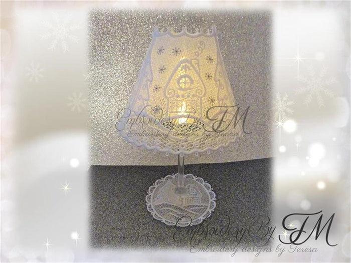 Wine glass shades christmas + coaster / 5x7 hoop