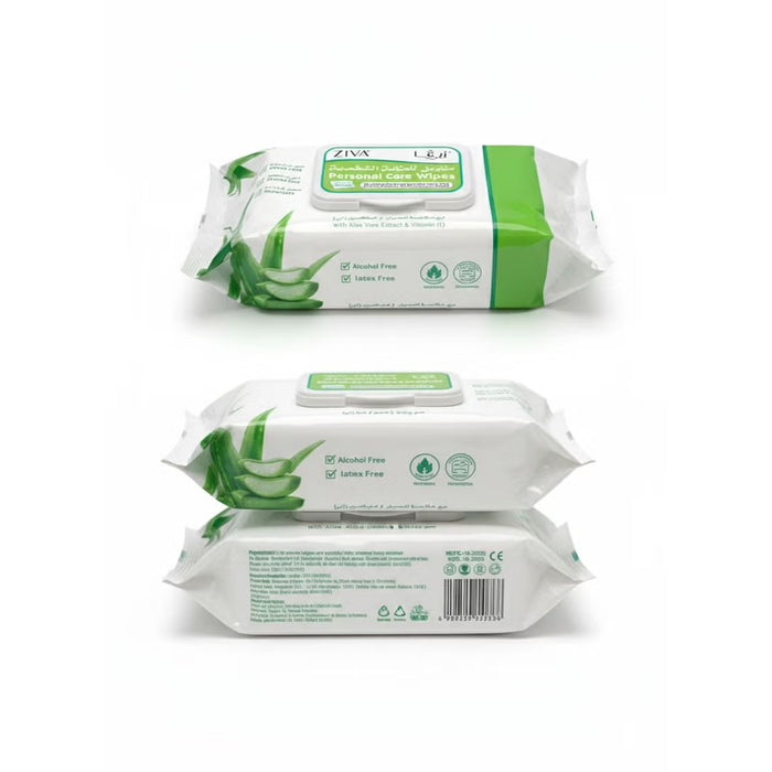 Ziva Personal Care Wipes with Aloe Vera & Vitamin E - 64 Wipes